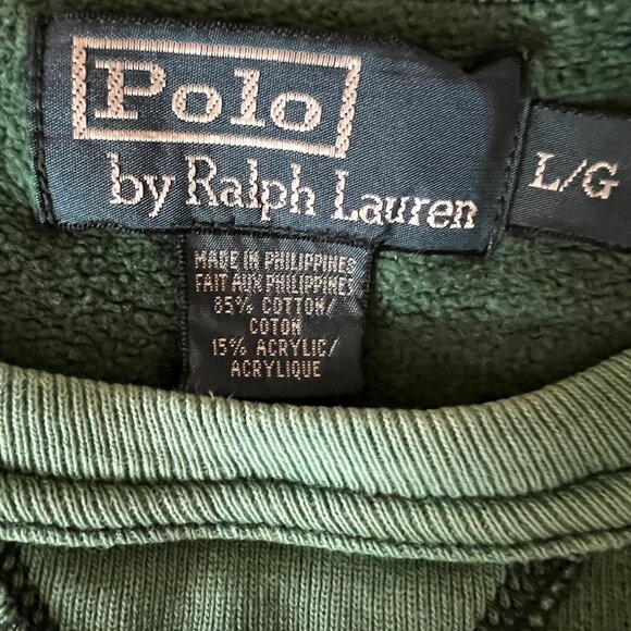 90's Vintage POLO RALPH LAUREN Green Indian Springs sweatshirt - Size Large - Picture 4 of 16